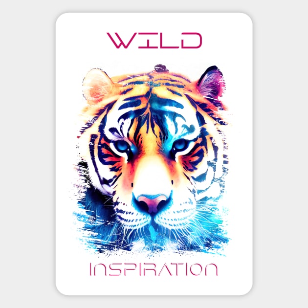 Tiger Wild Nature Animal Colors Art Painting Magnet by Cubebox